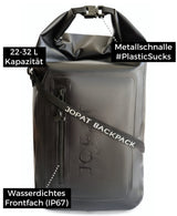 22 - 32 Liter Kapazität, wasserdichtes Frontfach, Rolltop Rucksack