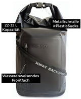 22 - 32 Liter Kapazität, wasserdichtes Frontfach, Rolltop Rucksack